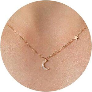 🆕 Women Gold Sun Moon Shell Summer Necklace Trendy Dainty Charm Simple Jewelry